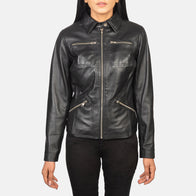 Tomachi Black Leather Jacket by Dash Racegear - women Jacket view 4