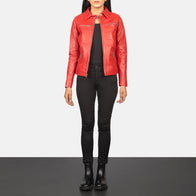 Tomachi Red Leather Jacket by Dash Racegear - women Jacket view 3