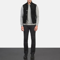 Tony Black Suede Vest by Dash Racegear - men Jacket view 3