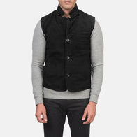 Tony Black Suede Vest by Dash Racegear - men Jacket view 4