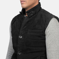 Tony Black Suede Vest by Dash Racegear - men Jacket view 6