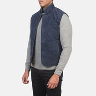 Tony Blue Suede Vest by Dash Racegear - men Jacket view 2