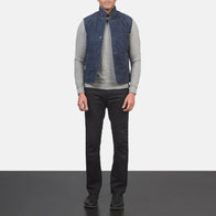 Tony Blue Suede Vest by Dash Racegear - men Jacket view 3