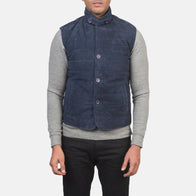 Tony Blue Suede Vest by Dash Racegear - men Jacket view 4