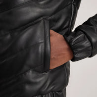 Travis Black Leather Puffer Jacket by Dash Racegear - men Jacket view 6