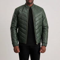 Travis Green Leather Puffer Jacket by Dash Racegear - men Jacket view 1