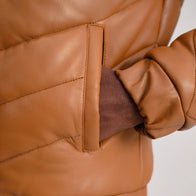 Travis Tan Leather Puffer Jacket by Dash Racegear - men Jacket view 6