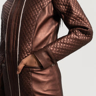 Trudy Lane Quilted Maroon Leather Coat by Dash Racegear - women Jacket view 6