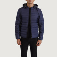 Tyler Blue Hooded Puffer Jacket by Dash Racegear - men Jacket view 1