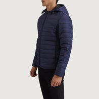 Tyler Blue Hooded Puffer Jacket by Dash Racegear - men Jacket view 2