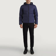 Tyler Blue Hooded Puffer Jacket by Dash Racegear - men Jacket view 3