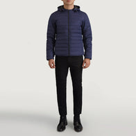 Tyler Blue Hooded Puffer Jacket by Dash Racegear - men Jacket view 3