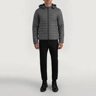 Tyler Grey Hooded Puffer Jacket by Dash Racegear - men Jacket view 3