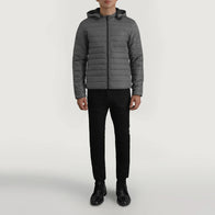 Tyler Grey Hooded Puffer Jacket by Dash Racegear - men Jacket view 3