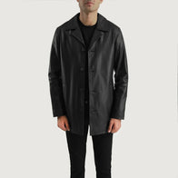 Urban Slate Black Leather Coat by Dash Racegear - men Jacket view 2