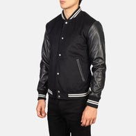 Vaxton Black Striped Hybrid Varsity Jacket by Dash Racegear - men Jacket view 2