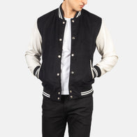 Vaxton Black & White Hybrid Varsity Jacket by Dash Racegear - men Jacket view 1