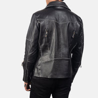 Vincent Black Leather Biker Jacket by Dash Racegear - men Jacket view 6