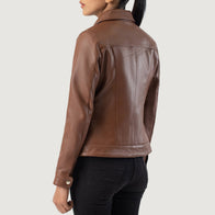 Vixen Brown Classic Collar Leather Jacket by Dash Racegear - women Jacket view 5
