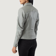 Vixen Grey Classic Collar Leather Jacket by Dash Racegear - women Jacket view 5