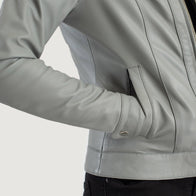 Vixen Grey Classic Collar Leather Jacket by Dash Racegear - women Jacket view 6