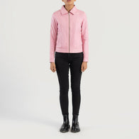 Vixen Pink Classic Collar Leather Jacket by Dash Racegear - women Jacket view 3