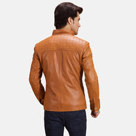 Voltex Tan Leather Biker Jacket by Dash Racegear - men Jacket view 4