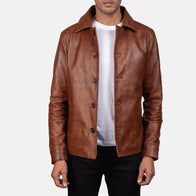 Waffle Brown Leather Jacket by Dash Racegear - men Jacket view 1