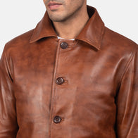 Waffle Brown Leather Jacket by Dash Racegear - men Jacket view 3