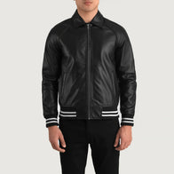 Walton Black Leather Varsity Jacket by Dash Racegear - men Jacket view 4