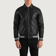 Walton Black Leather Varsity Jacket by Dash Racegear - men Jacket view 4