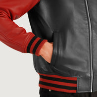 Walton Black & Red Leather Varsity Jacket by Dash Racegear - men Jacket view 6