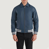 Walton Blue Leather Varsity Jacket by Dash Racegear - men Jacket view 1