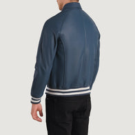 Walton Blue Leather Varsity Jacket by Dash Racegear - men Jacket view 6