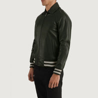 Walton Green Leather Varsity Jacket by Dash Racegear - men Jacket view 2