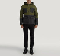 Wayne Black & Green Hooded Puffer Jacket by Dash Racegear - men Jacket view 3