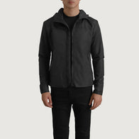 Wesley Black Hooded Windbreaker Jacket by Dash Racegear - men Jacket view 1