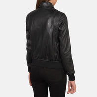 Westa A-2 Black Leather Bomber Jacket by Dash Racegear - women Jacket view 5