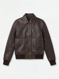Westa A-2 Brown Leather Bomber Jacket by Dash Racegear - women Jacket view 4