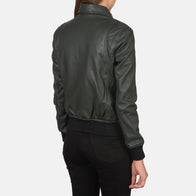 Westa A-2 Green Leather Bomber Jacket by Dash Racegear - women Jacket view 5
