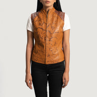 Westina Tan Dye Leather Vest by Dash Racegear - women Jacket view 1