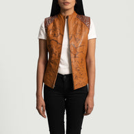 Westina Tan Dye Leather Vest by Dash Racegear - women Jacket view 3