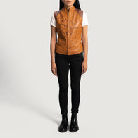Westina Tan Dye Leather Vest by Dash Racegear - women Jacket view 4