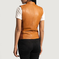 Westina Tan Dye Leather Vest by Dash Racegear - women Jacket view 6
