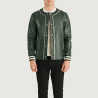 Willis Green Leather Varsity Jacket by Dash Racegear - men Jacket view 1