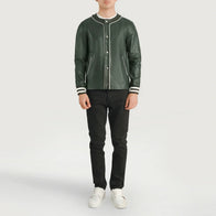 Willis Green Leather Varsity Jacket by Dash Racegear - men Jacket view 3