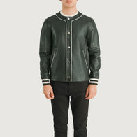 Willis Green Leather Varsity Jacket by Dash Racegear - men Jacket view 4