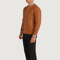 Willis Tan Brown Leather Varsity Jacket by Dash Racegear - men Jacket view 2