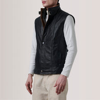 Zane Black Leather Vest by Dash Racegear - men Jacket view 3