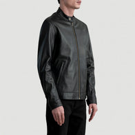 Zen Black Leather Biker Jacket by Dash Racegear - men Jacket view 2